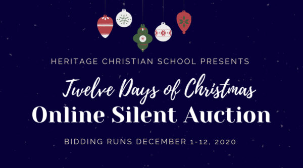 Heritage Christian School online silent auction poster