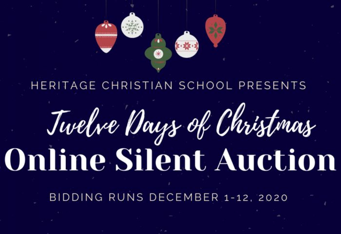 Heritage Christian School online silent auction poster